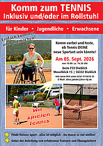 Plakat inklusives Tennis/Rollitennis spielen Plakat inklusives Tennis/Rollitennis spielen